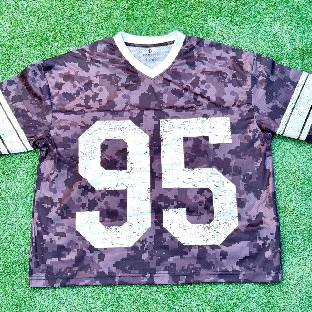 SAINTS Jersey Oversized Shirt New With Tag Black And White Cream Pixelated